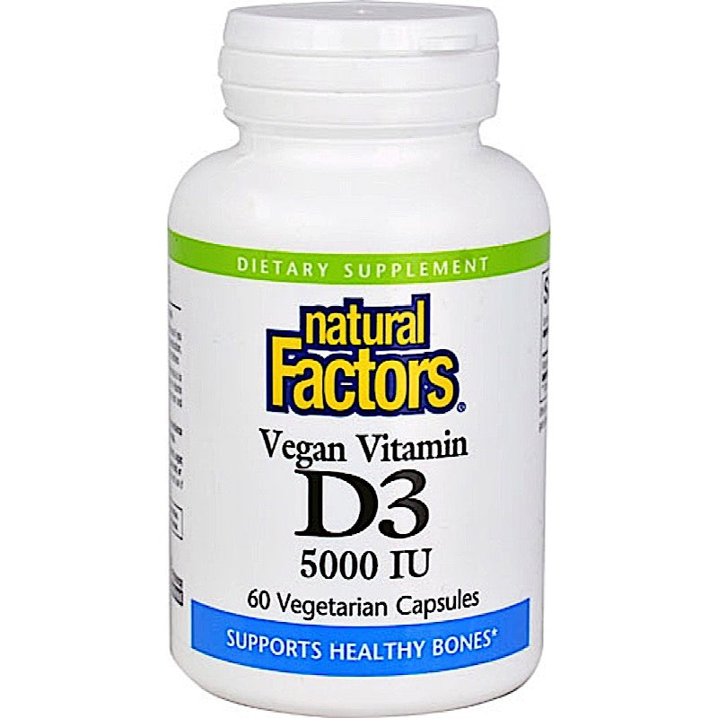 Natural Factors, Vegan Vitamin D3 125 Mcg 5,000 IU, 60 Capsules UPC 068958010694 | HiLife Vitamins